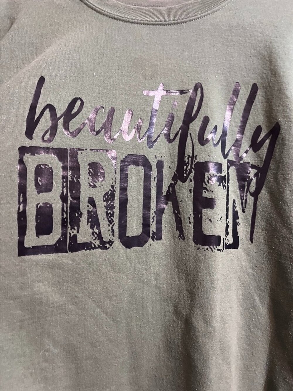 2XL Olive Green "Beautifully Broken" Sweatshirt